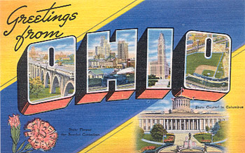 Featured is an Ohio big-letter postcard image from the 1940s obtained from the Teich Archives (private collection).